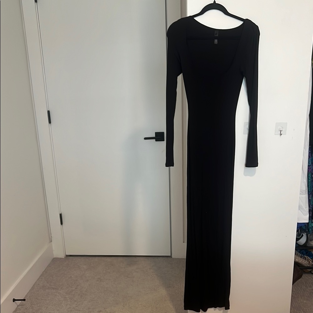 SKIMS Black Long Sleeve Bodycon Dress